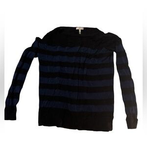 Joie Shimmery Black and Blue Striped Alpaca Blend Wool Sweater